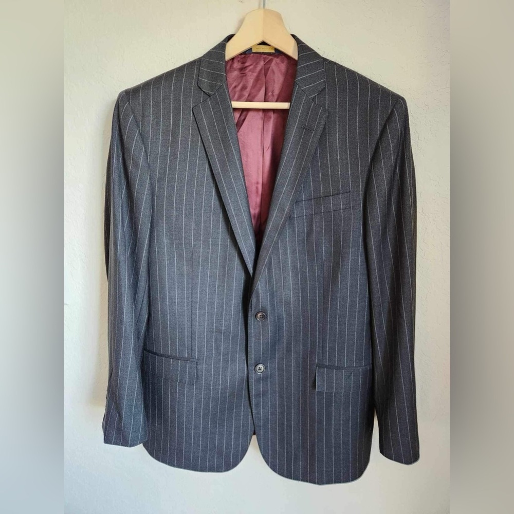 Brooks Brothers Vitale‎ Barberis Canonico Gray Pinstripe Wool Blazer Size 42R